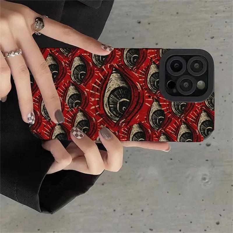 Spokaini biedējoši sarkano acu raksta mīksts tālruņa korpuss iPhone 16 15 14 12 11 13 Pro Max 14Plus 12 13 Mini 7 8 Plus X XS Max XR aizmugurējais vāciņš