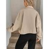 Womens Winter Coat High Neck Zip Drawstring Hem Pocket Loose Baseball Jacket For Fall And Winter Casual Style Outerwear