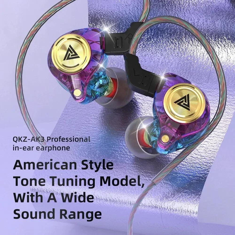 QKZ AK3 FiLe Kabelgebundener Kopfhörer mit Mikrofon HiFi-Musikmonitor Bass-Kopfhörer Headset mit Geräuschunterdrückung für Sport-Gaming-Ohrhörer