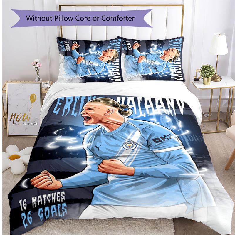 Set Biancheria da Letto 3 Pezzi con Stampa Modello Erling Haaland Morbido Delicato sulla Pelle Lavabile Copripiumino e Federe Set Stagione Unica Camera da Letto