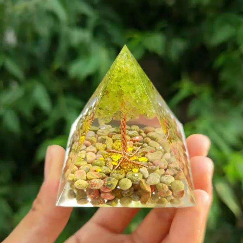 Pyramid Amethyst Peridot Meditation Tool Healing Crystal Energy Saving Quartz Home Decoration Crafts