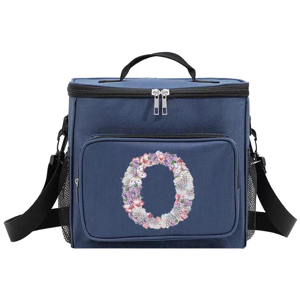 Lunch Bag Thermal Handbag Cooler Organizer Case Waterproof Outdoor Travel Shoulder LunchBox for Men and Women Rose Flower Print
