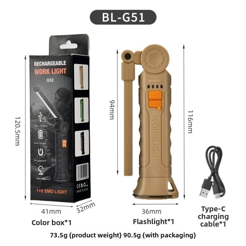 Rechargeable Work Light with Magnet & Hook Handheld Searchlight  For Night Work Outdoor Camping