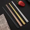 5Set Black Gold Portable Travel Cutlery Set Chopsticks Spoon 304 Stainless Steel Korean Dinnerware Set Luxury Tableware Set