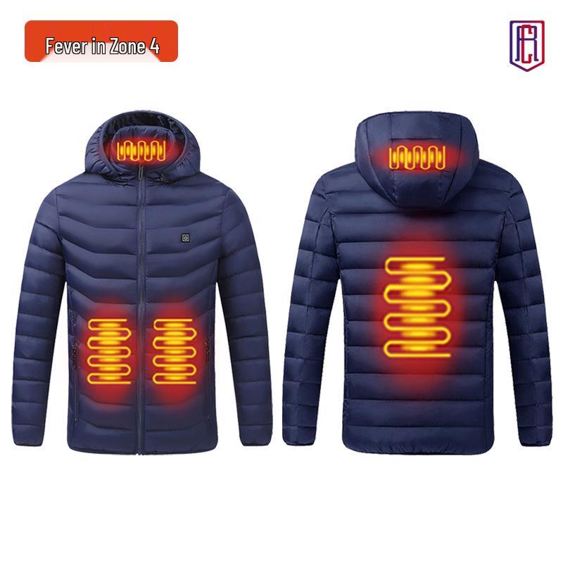 Smart Heated Winter Jacket - Hooded, Cotton, Electric Full-Body Warmth