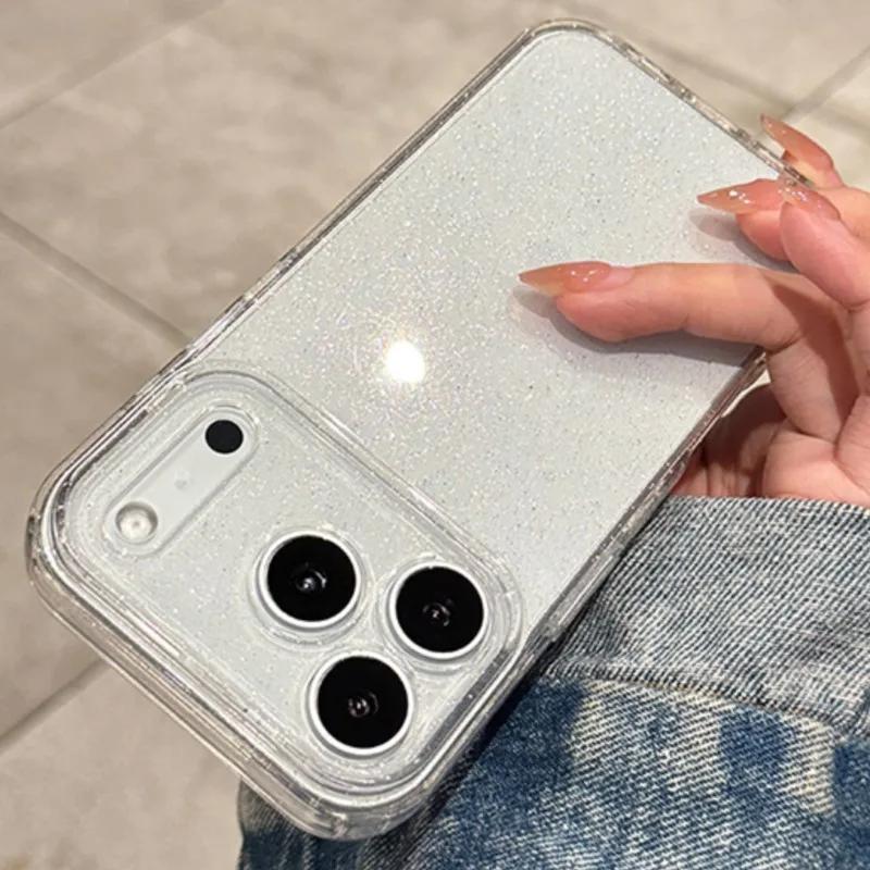 Luxury Bling Glitter Silicone Clear Phone Case For iPhone 17 Air 17Pro 16 15 14 Plus 13 12 17 Pro Max Transparent Soft TPU Cover