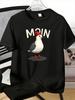 Unisexs Tee Moin Cartoon Seagull Wearing Hat And Boots Graphic Print Cotton Short Sleeve Male Casual Streetwear Outdoor Daily Top
