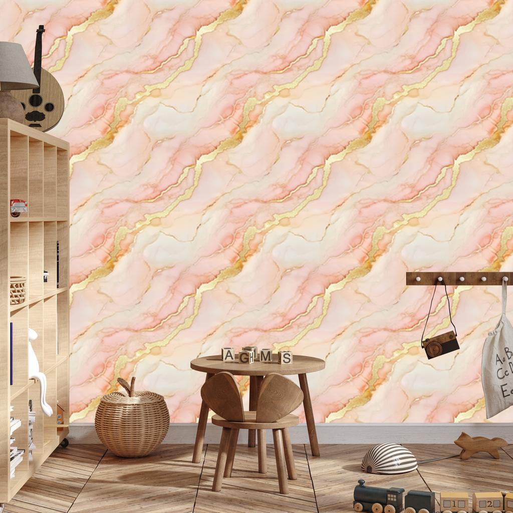 Ink wallpaper cream, peach, light gray and white 50x1000