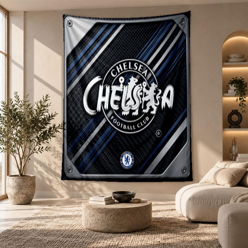 Arazzo Decorativo, Arte da Parete Stampato Chelsea FC, Appeso a Parete Leggero per Sfondo Camera da Letto