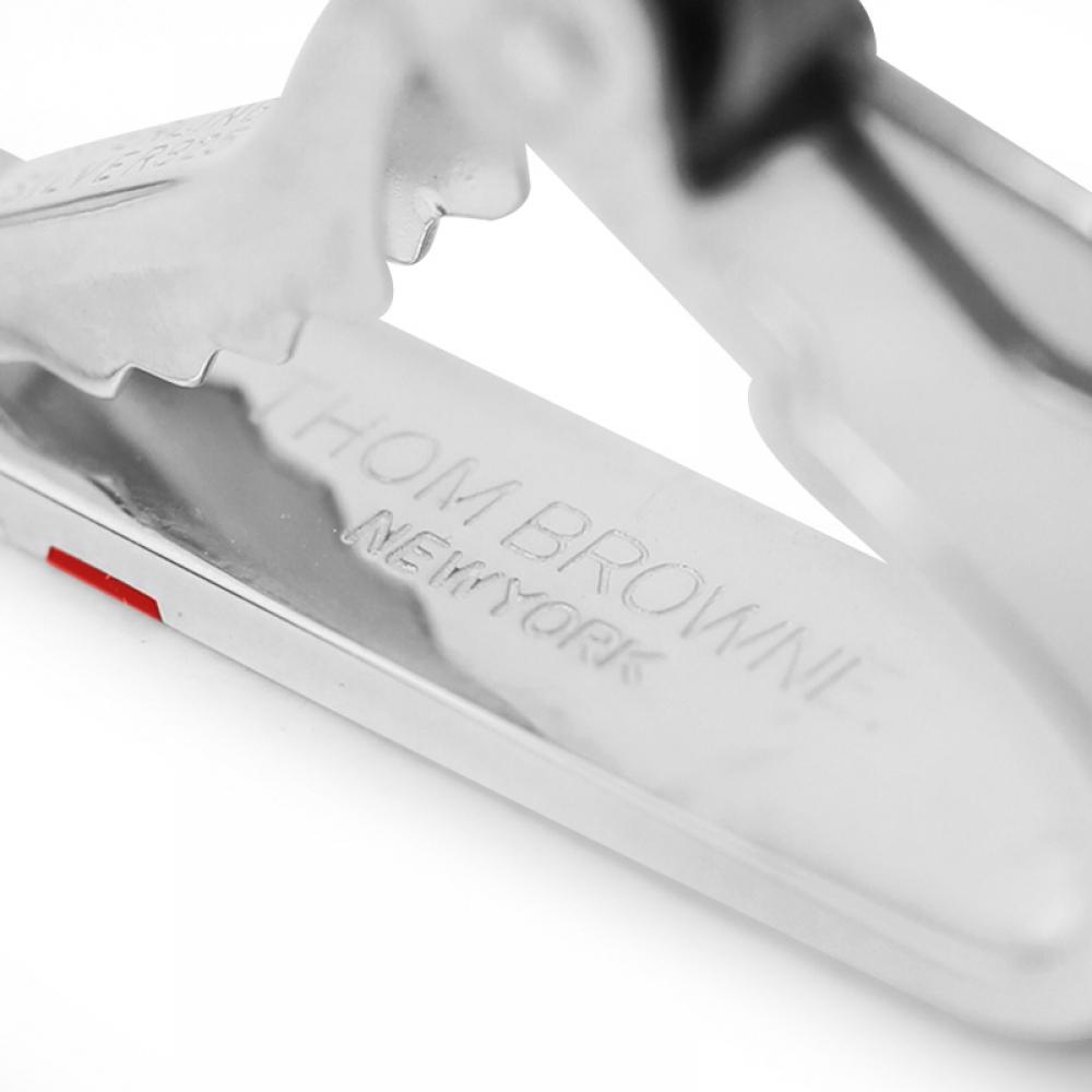 Tom Brown Mzt002b 00002 960 Striped Three Line Tab Short Tie Bar Tie Clip