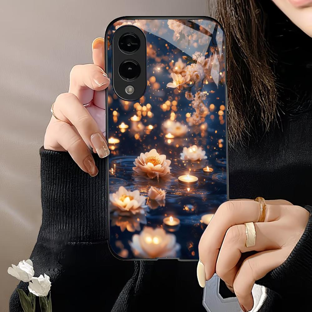 lights Flower Protective Exquisite High-end PhoneCase Glass PhoneCase for Samsung Galaxy S26 S25 S24 S23 S22 S21 FE,Ultra,Plus