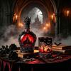 Glass Wine Cup 1200ML Halloween Bat Castle Whiskey Bottle, 320ML Vintage Gothic Theme Bottle Cup, Decorative Liquor Decanter Flask for Home