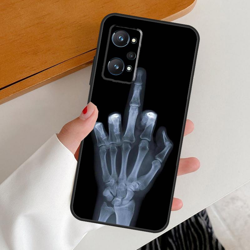Skeleton Middle Finger For Realme C67 C55 C53 C51 C35 C33 C31 C30 C25s C21Y GT Neo 6 GT5 9 10 11 12 Pro Plus Case