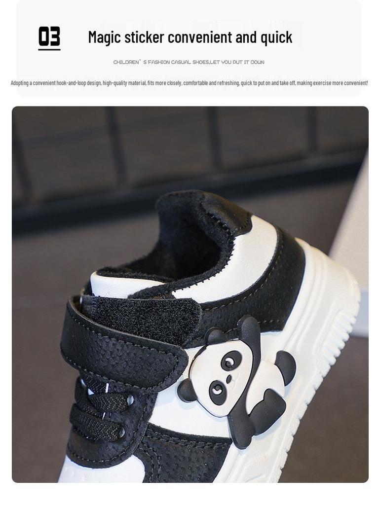 Children's Cartoon Fleece-Lined Skate Shoes: Warm, Cotton-Padded Casual Shoes for Toddlers & Young Kids.