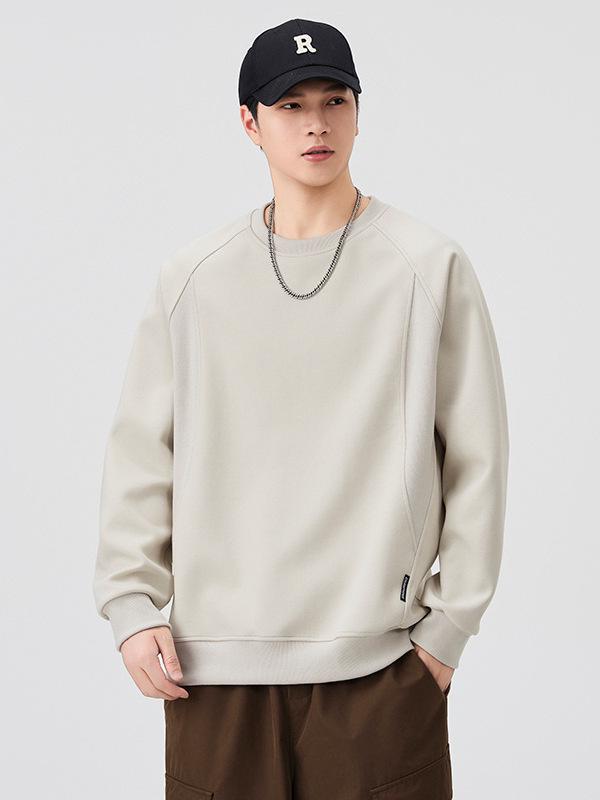 Men's Autumn Trendy Patchwork Round Neck Loose Casual Hoodie Long Sleeve Top
