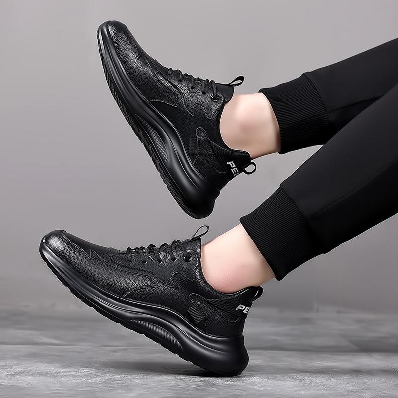 FashionAutumn Winter New Designer Cow Leather Shoes for Men Fashion Black Lace Up Sports Casual Sneakers Male Korean Zapatos Hombre