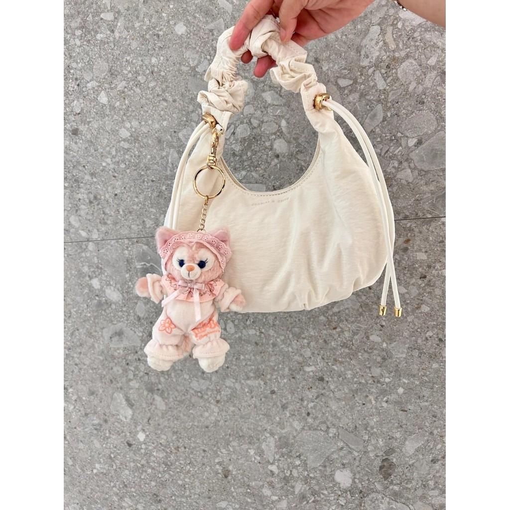 Ielgy Pleated Drawstring Handbag Ladies Fresh All-Match Cross-Body Underarm Cloud Bag