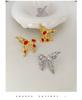 High-End Luxury Butterfly Zircon Stud Earrings - Elegant Silver Needle Design for Women