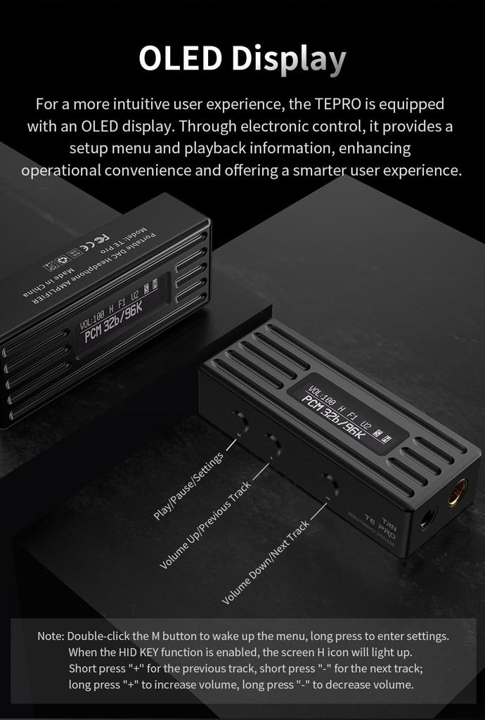 TRN TE Pro Kompakter Smartphone-Verstärker CS43198 Tragbarer Kopfhöreranschlussverstärker, DAC, [High-Resolution-Unterstützung] 32-Bit/768kHz DSD256, Chip, Verstärker,