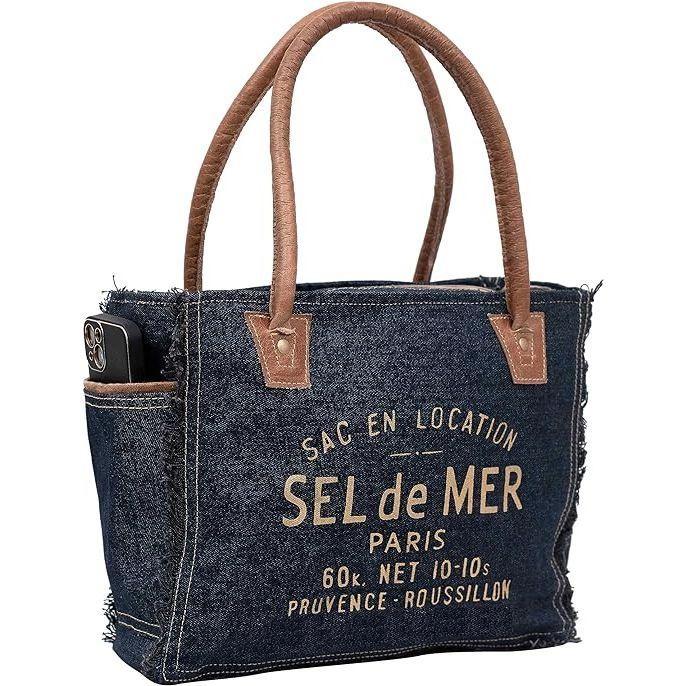 Холщовая ручная сумка Большая сумка из переработанного холста и воловьей кожи Сумка — фото 7