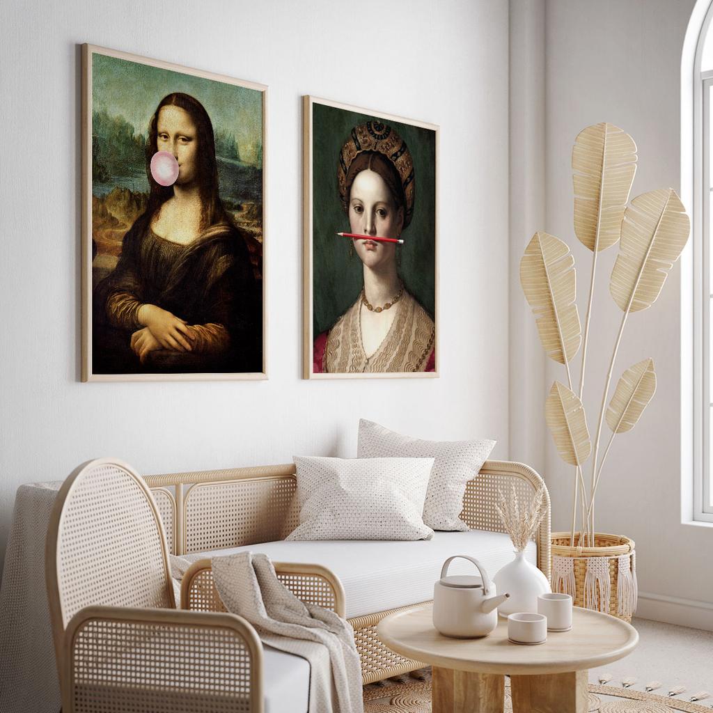 Zestaw plakatów mona lisa ołówek