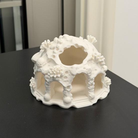 Fish Tank Shelter Coral House Landscaping Ornament, 3D Printed Reptile Hideout Shrimp Breeding Cave Cave, Durable PLA Habitat for Small And