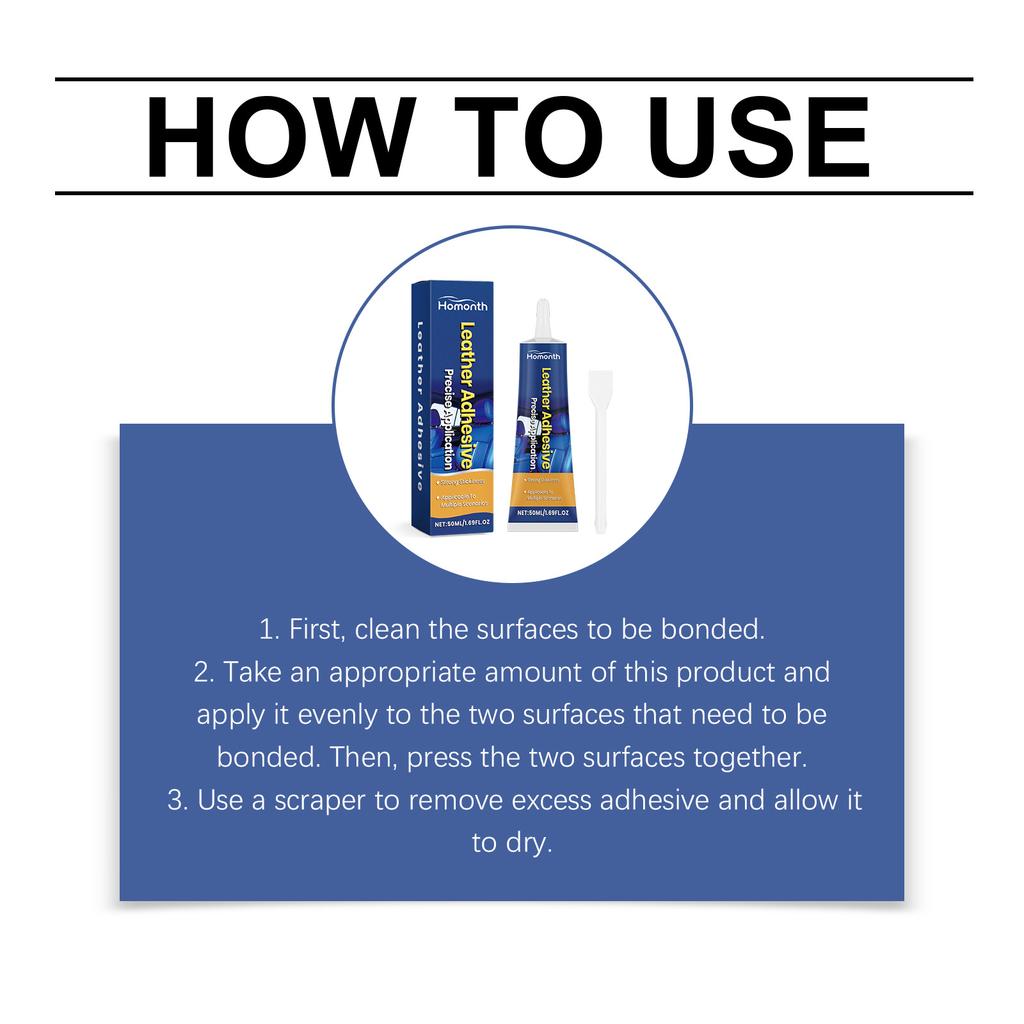 Car Leather Repair Glue 50ml Kit Pro-Strong Bond with Applicator High Strength Adhesive for Vinyl Dashboard Seals Fast Curing