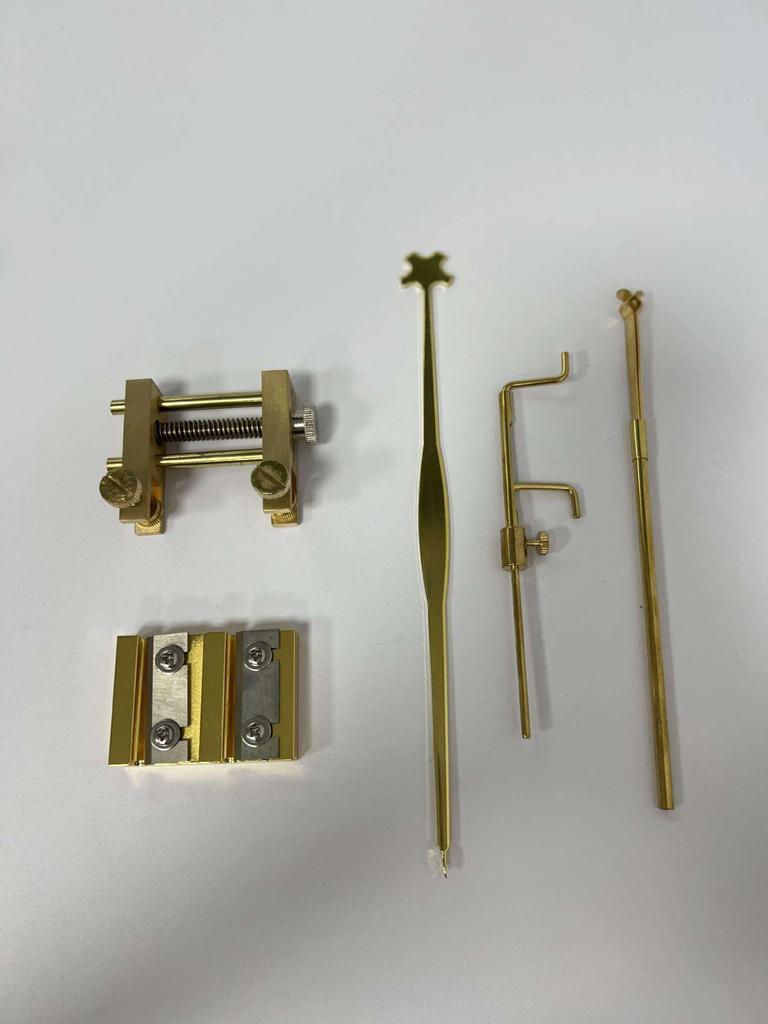 Violin Repair Tool Set: Soundpost Hook, Clip, Ruler, Mold, Tuning Fork - 5-Piece Kit