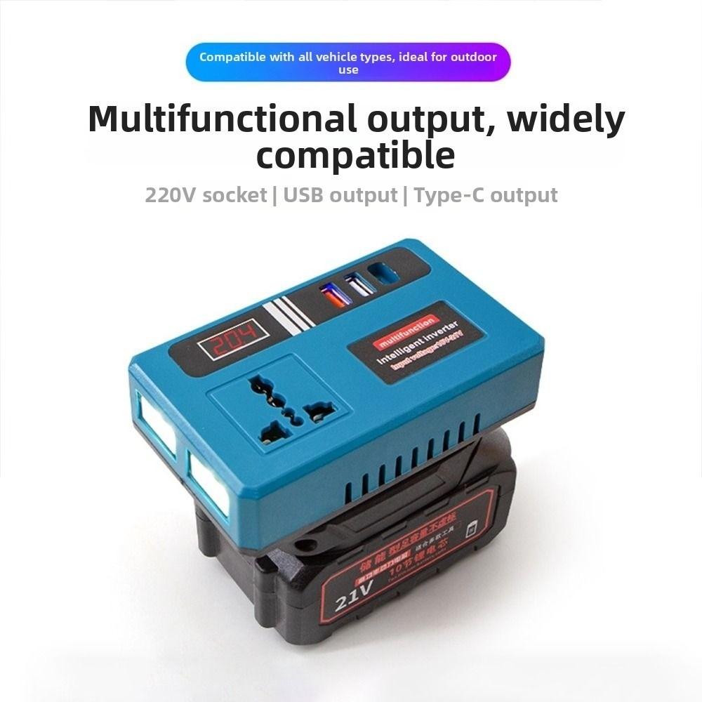 With LED Work Light Battery Power Inverter for Makita 18V Battery Battery Inverter Adapter