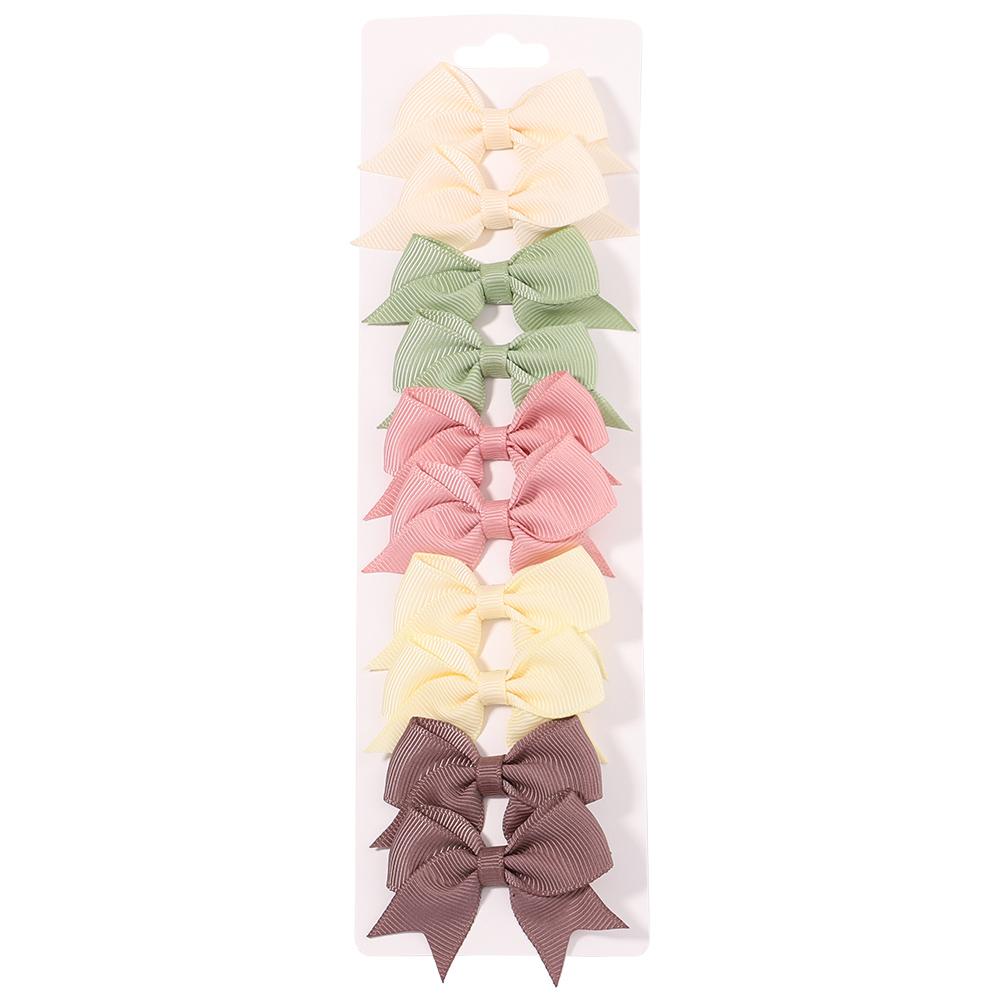 10PCS/Set 2.4Inches Solid Hair Bows With Hair Clips For Girls Headwear New Handmade Bowknot Barrettes Cute Kids Hair Accessories