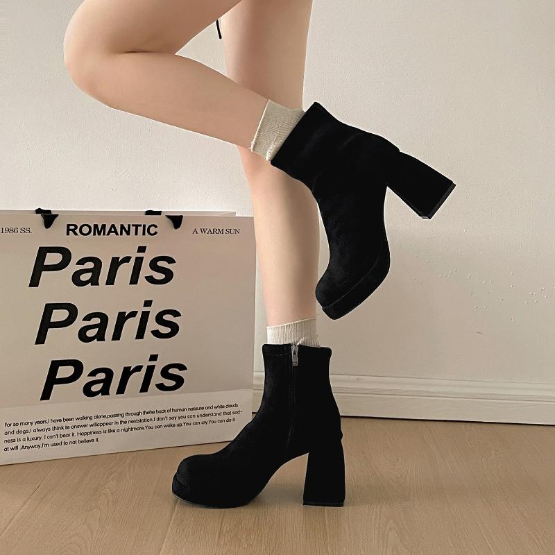 Vintage Platform Thick Heels Women Ankle Boots Street Style Stripper Party Modern Short Botas Para Mujer Autumn Winter Shoes