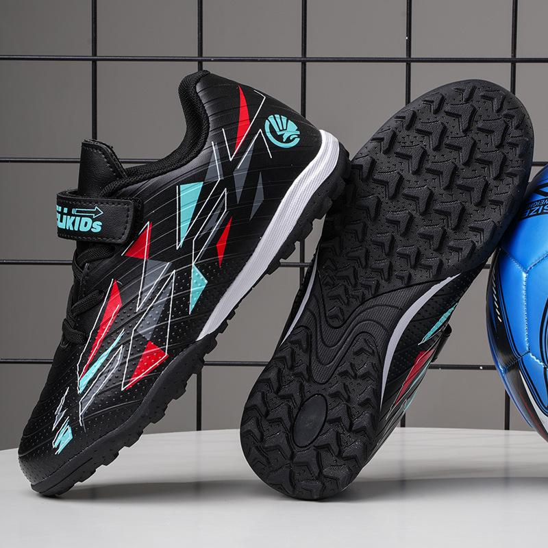 New Velcro football shoes boys and girls broken nails TF primary school students game artificial training shoes