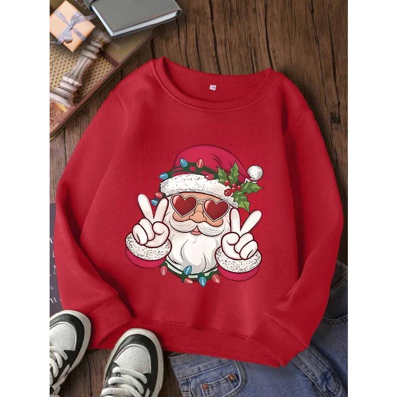 European sizes Stylish And Comfortable Round-Neck Sweatshirt for Kids, Perfect for Casual Wear with Trendy Christmas Prints
