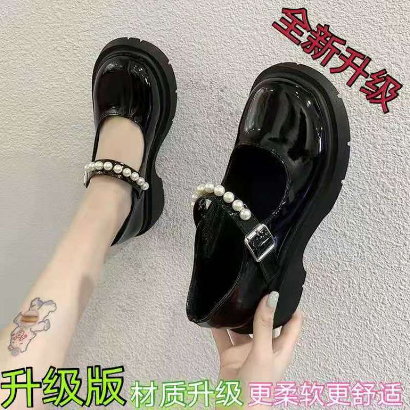 Retro British Style Small Leather Shoes Girl 2025 Spring New Pearl Fairy Word with Platform Jk Mary Jane Single Shoes Woman