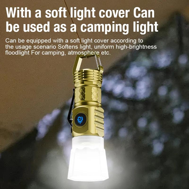 Type-C Rechargeable Waterproof Flashlight LED Work Light Powerful Handheld Flashlight Small LED Flashlight for Outdoor Emergency