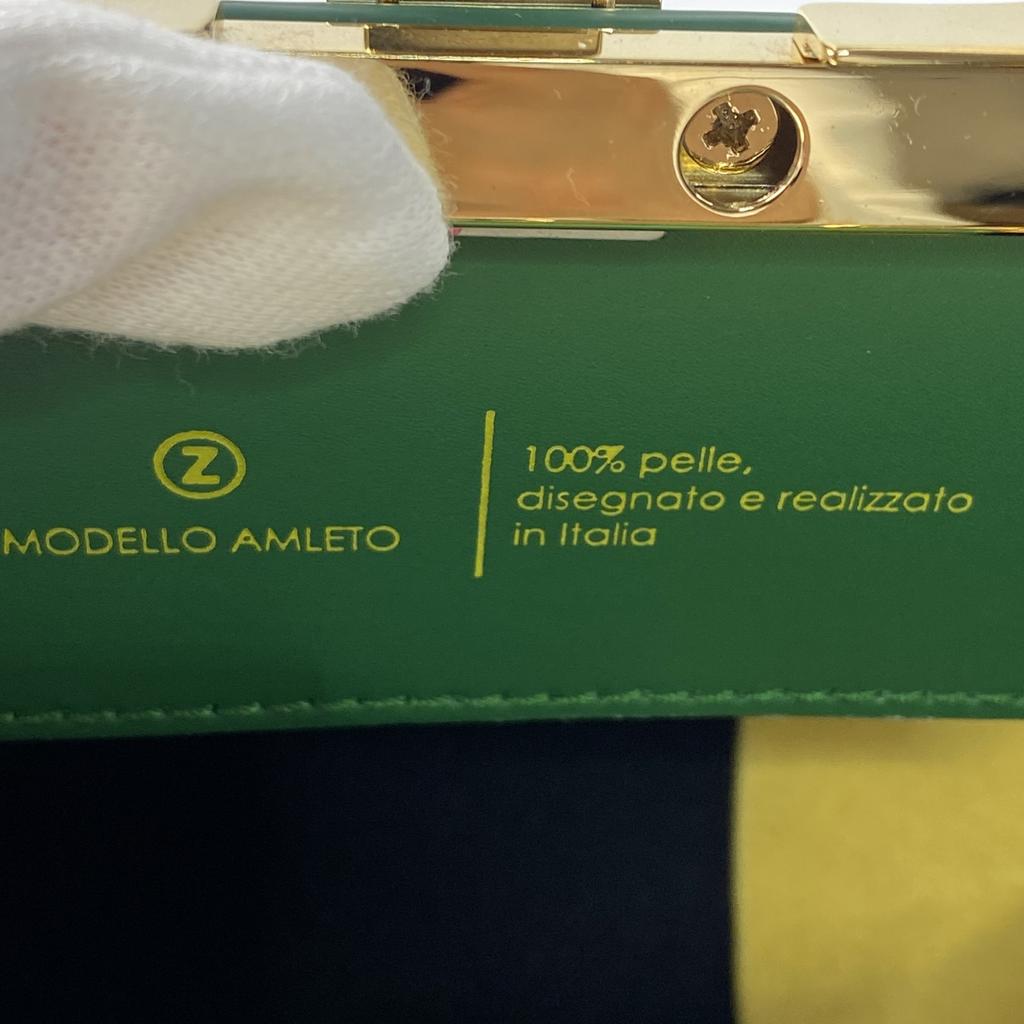 Used Shoulder Bag Green/gold Leather Women