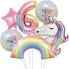 6pcs ainbow Unicorn Aluminum Balloon 32inch Gradient Number Balloon Unicorn Party Supplies Unicorn Party Decoration Baby Shower