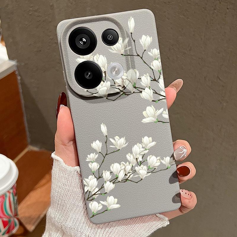 

Простой растительный цветочный принт TPU матовая кожа текстура тонкий чехол для телефона Xiaomi 13T Pro Poco X6 M6 Pro Redmi Note 14 Pro 13 12 11 мягкий противоударный чехол Xiaomi 13T/13T Pro