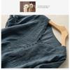 Women S Vintage Literary 3 4 Sleeve Embroidered V Neck Cotton Linen Shirt