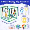 Parc d'activités pour chiots avec 8 jouets suspendus Parc d'attractions Jungle pour petits chiens Cadre en PVC Parc pour chiens pour jouer et se divertir