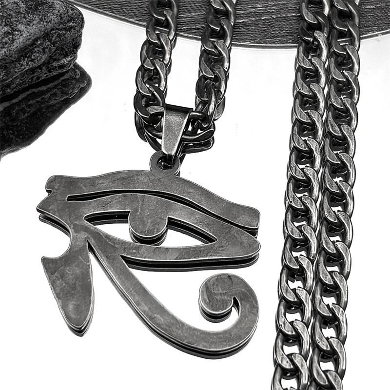 Collane con Catena Occhi Egizi in Acciaio Inossidabile Uomo Statement Mitologia Occhio di Ra Horus Simbolo Collana Gioielli bijoux femme N4540