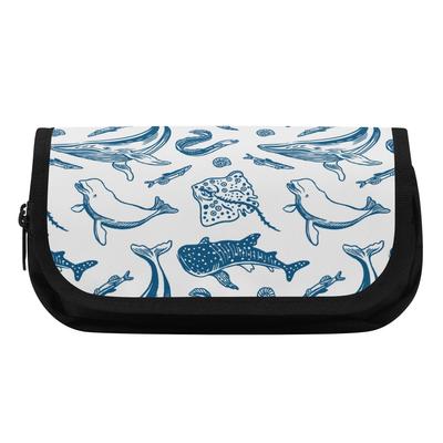 Pencil Bag Two Compartment Metal Zipper 300D Polyester with Two Spacious Sections for Pens Stationery and Earphones for Students