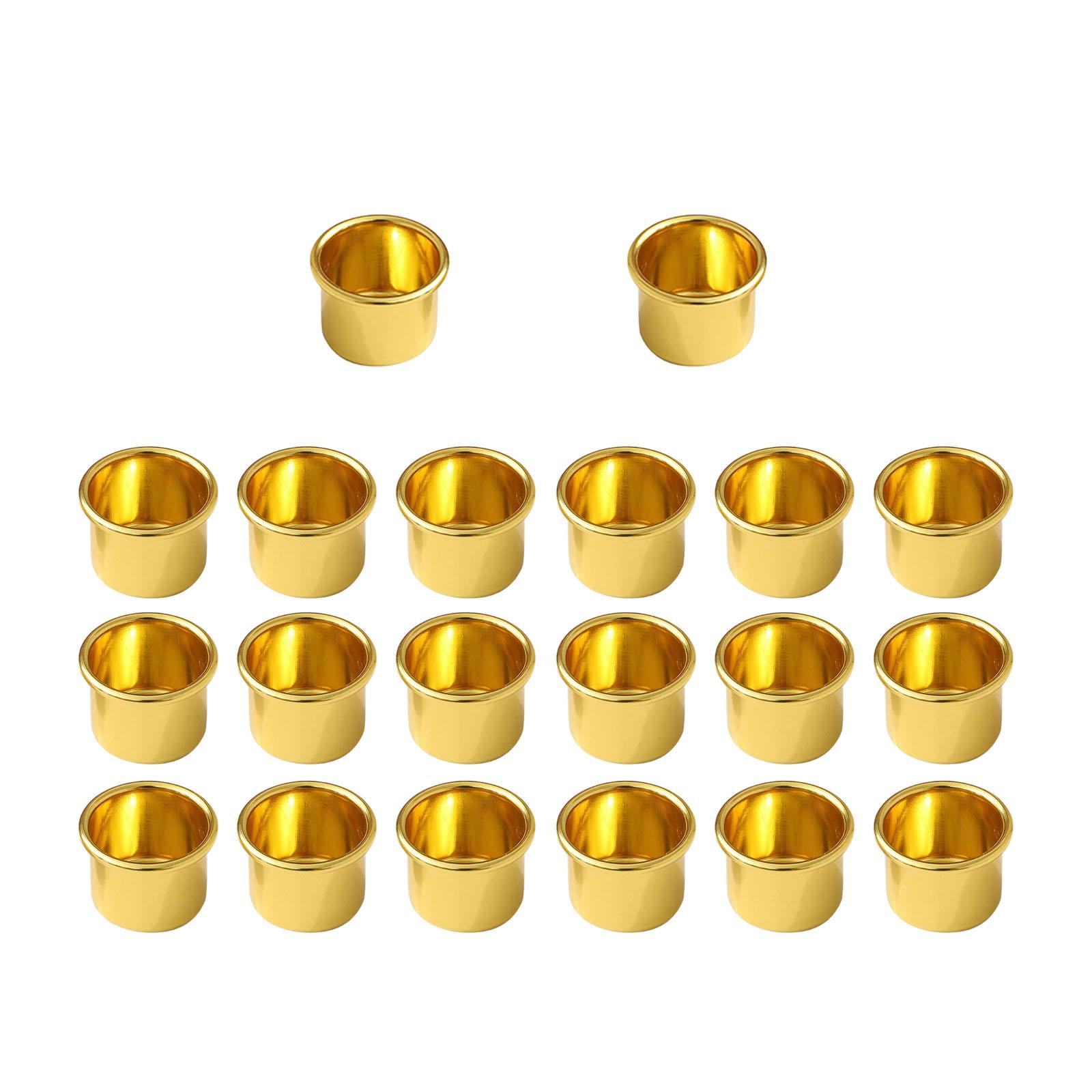 

20 шт. Чашка для свічки Канделябр Настільний Металевий Підсвічник Тримач для чайних свічок для Вітальні Хелловін Фестивальні Вечірки Банкет золотий