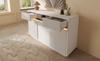 Sideboard White with LED 140x40x85 Cm, Chest of Drawers with 2 Drawers and 3 Doors, with Adjustable Shelves, Modern Living Room, Hallway, Kitchen