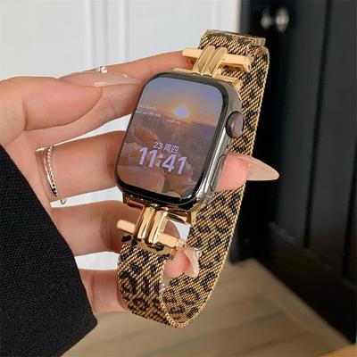 Damenarmband mit Leopardenmuster für iWatch 46 mm 38 mm 42 mm 41 mm für Apple Watch Strap Series 10 9 8 Ultra 2 49 mm SE 7 6 40 mm 44 mm 45 mm Edelstahlarmband