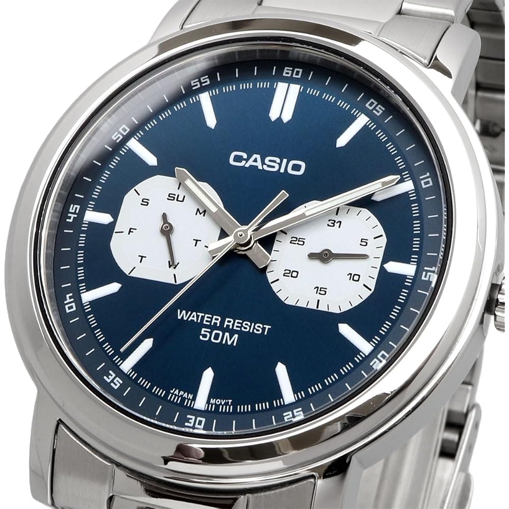 Casio Standard Quartz Men's Watch MTP-E335D-2E1V Multi-Calendar Silver Blue Overseas Model