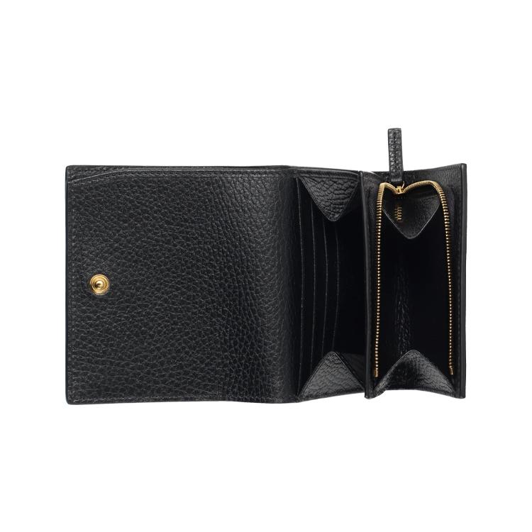 Gucci Carteira Feminina GG Marmont em Lona com Couro Ébano/Preto
