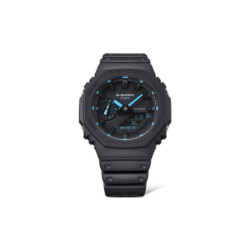 Casio LCD/Pointer Dual Display Series G-SHOCK Dark Night Neon Series Classic Fashion Octagon Trendy Sports Quartz Movement Resin Strap GA-2100-1A2PR