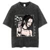 Harajuku Oosaki Printed Washed Nana Japanese Style Short Sleeve Summer Vintage T-shirt European Size Anime Streetwear de