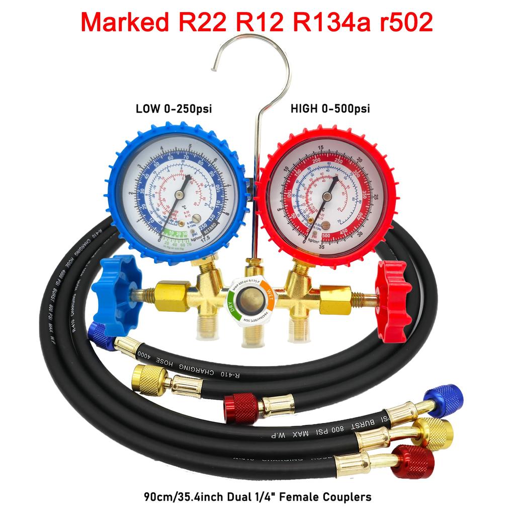Fluoride Pressure Gauge R134a R12 R22 R502 Air Conditioner Refrigerant Tester Car Air Conditioner Fluoride Refrigerant